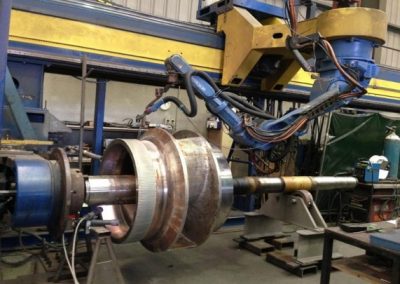 Pump impeller hardfacing performed by robot