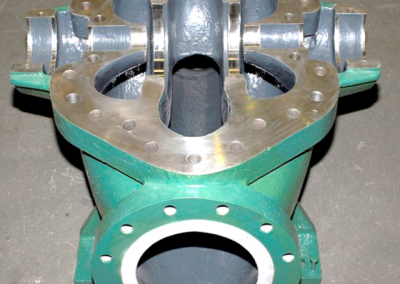Overhauled split casing pump with Loctite composites