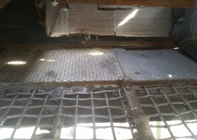 Quarry chute wear plates from AbrasaPlate-X cross hatch