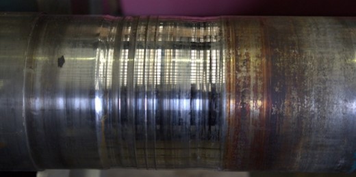 Damaged shaft ready to be repaired by metal spray