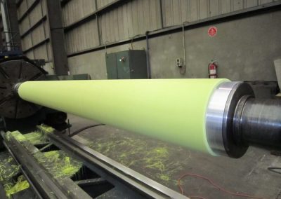 Polyurethane roll cover during machining