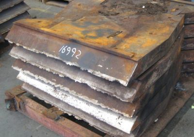 Worn out chipper wear plates before repair