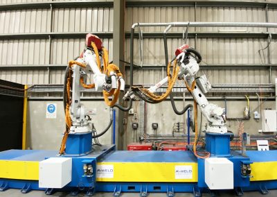 Twin ABB robot automated MIG welding cell